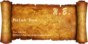 Malek Bea névjegykártya